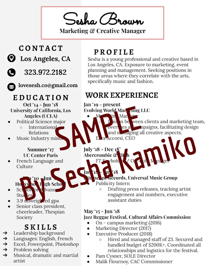 Create Custom Aesthetic Resume And Cover Letter By Seshakamiko