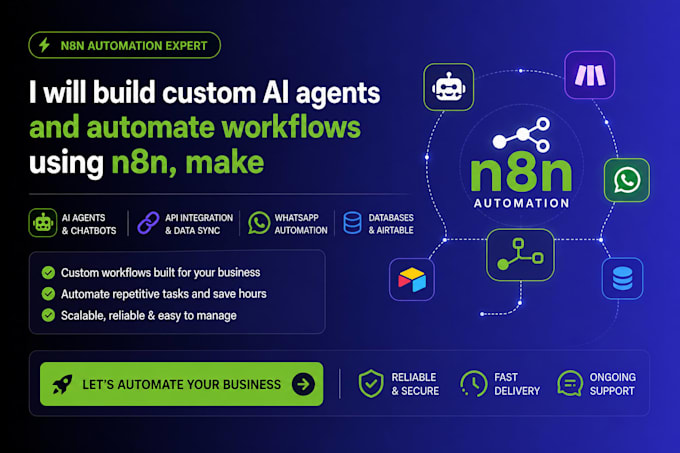 build custom ai agents and automate workflows using n8n, make