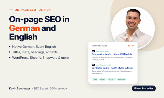 do german and english onpage SEO for your website or shop