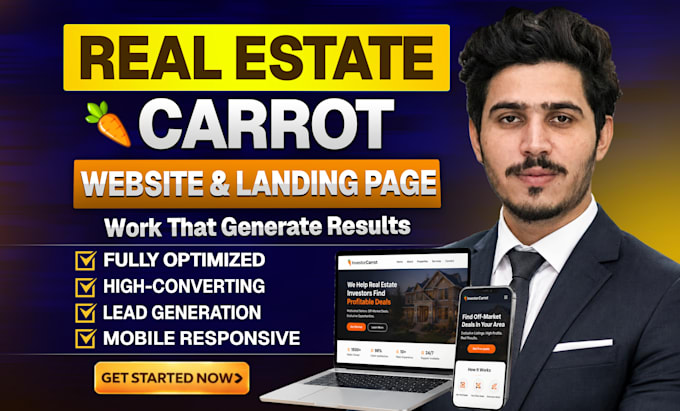 build a fully optimized real estate investor carrot website for lead generation
