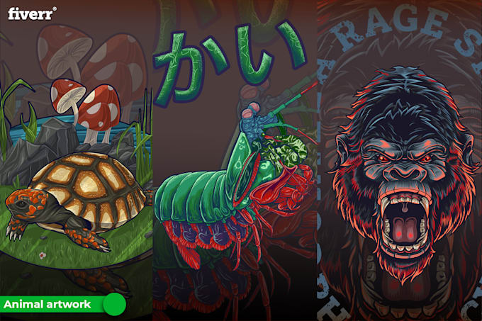 create custom animal illustration for tshirt design