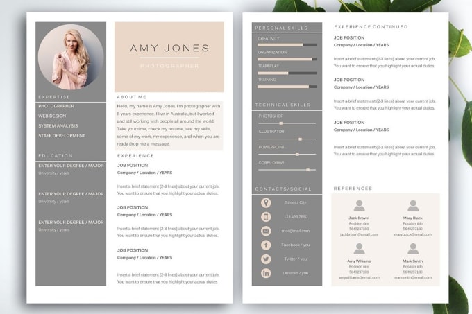 Design an infographic resume, cv, poster, or presentation by