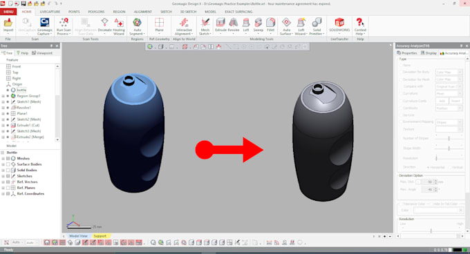 reverse engineer to convert scan stl file to stp in solidworks, catia, fusion360