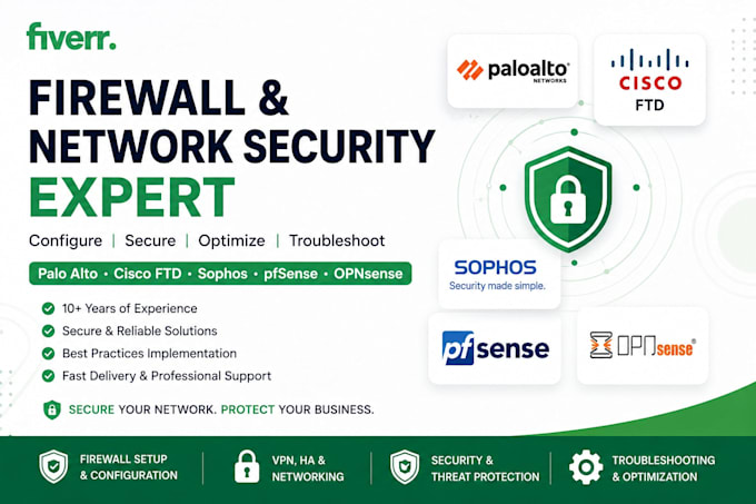 configure and troubleshoot palo alto, cisco ftd, sophos and pfsense firewall