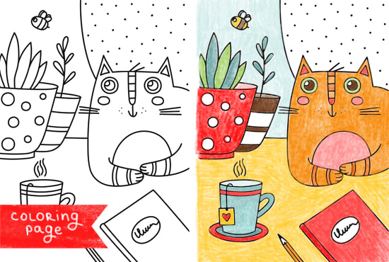 draw cute coloring book page for children