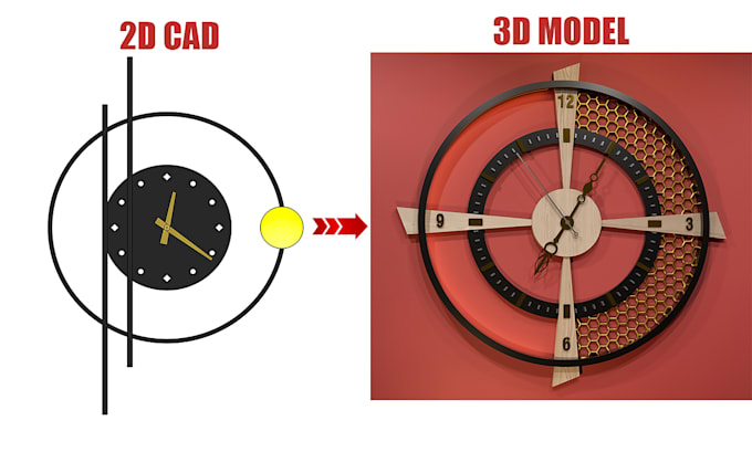 design custom wall clock in 2d and 3d cad