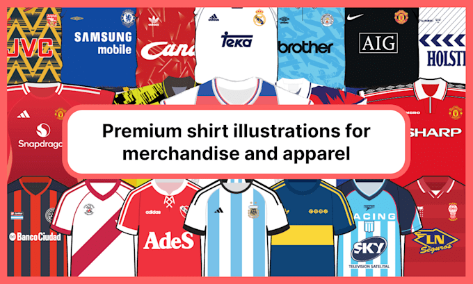 design premium football shirt illustrations for merchandise