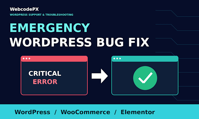 fix wordpress errors, elementor bugs, woocommerce issues, or layout errors