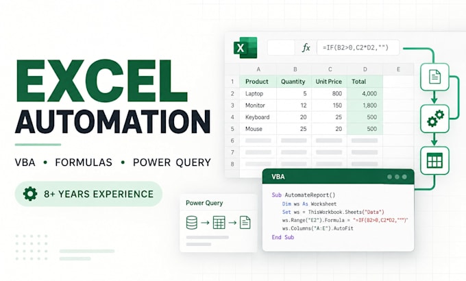 automate excel using vba macros formulas and power query
