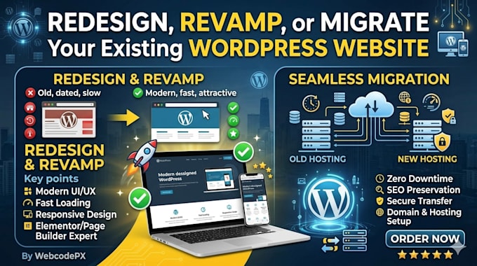 redesign, customization, or migrate your existing wordpress website