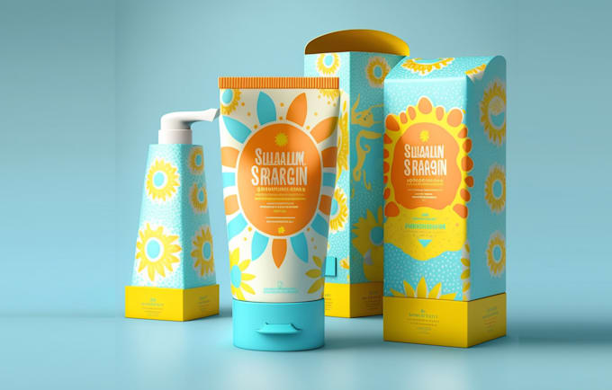 do skincare product modern packaging, minimal box label design,
