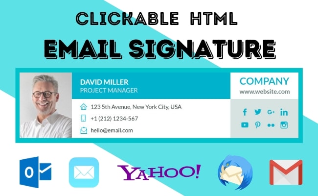 Make a responsive, clickable html email signature by Kingsresume | Fiverr