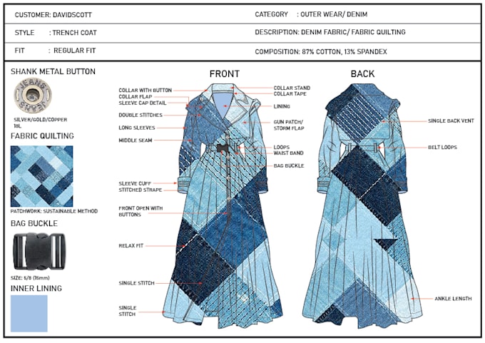 fashion design your denims, jeans, jacket collection with techpack
