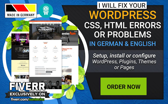 Fix your wordpress, css, html errors or problems in german and english ...