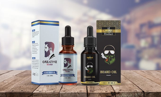 create modern beard oil label and box design