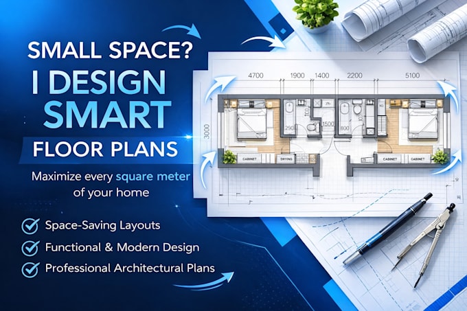design professional 2d floor plans for house, apartment, and office spaces