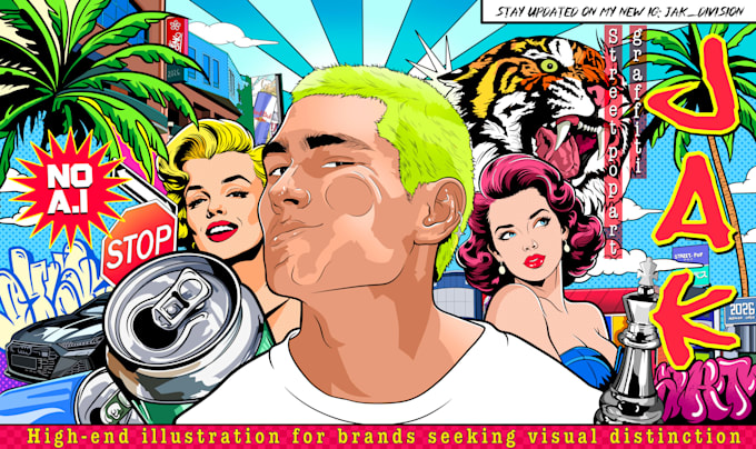 create a unique street pop art illustration