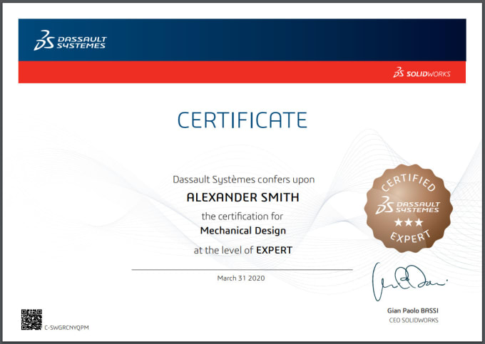certification for solidworks