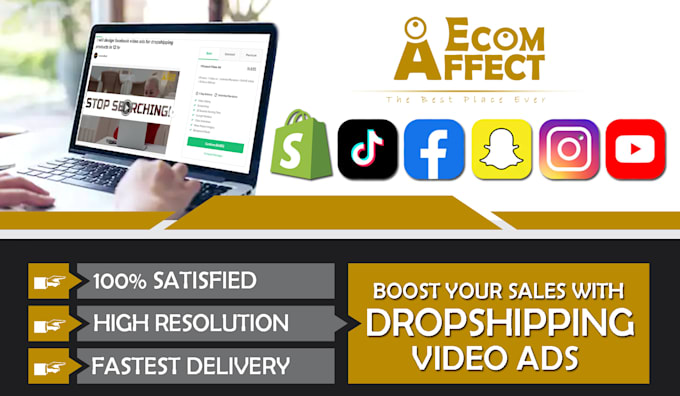 create dropshipping video ads for facebook, and tik tok