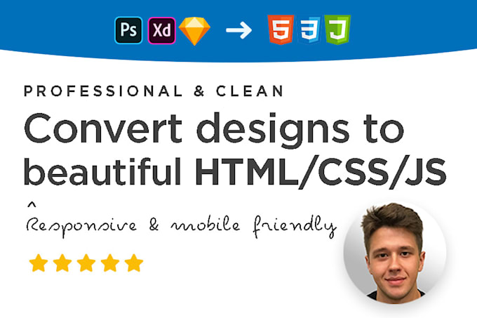 Convert psd sketch prototype into functional html css javascript by ...