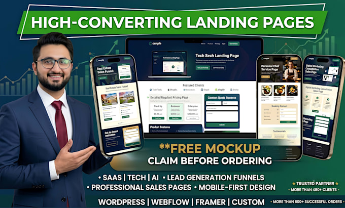 create a professional, responsive landing page that converts