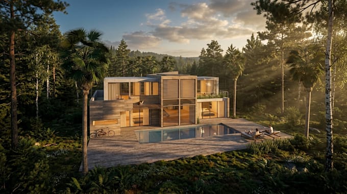 do 3d architectural model, exterior, interior design, rendered floorplan