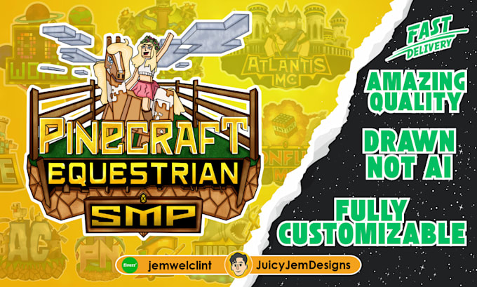 illustrate a minecraft server logo