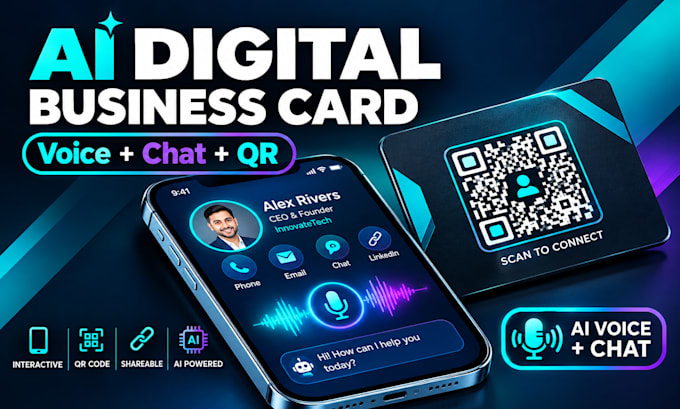 create digital business card with ai voice assistant and qr code