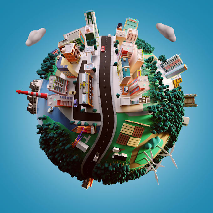 do 3d low poly illustration animation and motion graphics