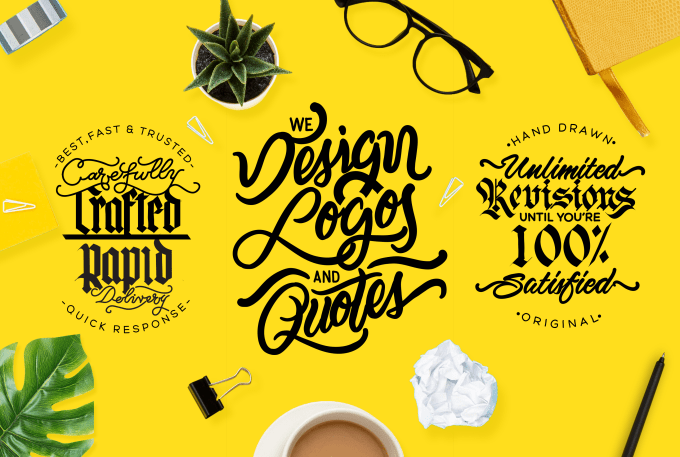 Hire a freelancer to design modern hand drawn lettering, calligraphy, typo logo
