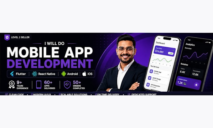 develop your mobile app using flutter, react native, android or ios