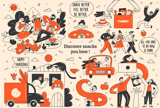 create vector doodle line art illustration in my style