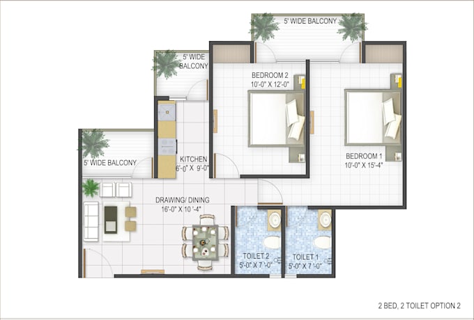 render 2d floorplans creatively for real estate marketing