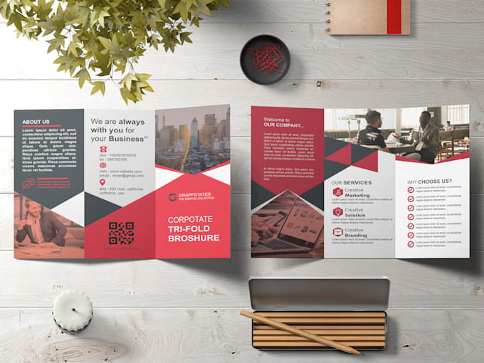 design creative tri fold, bi fold brochure