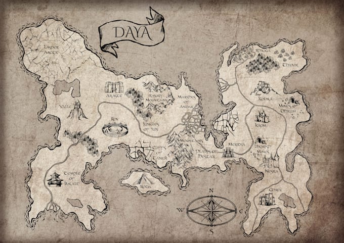draw a hand drawn ink fantasy world map for your novel rpg or dnd campaign