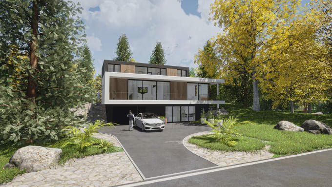create 3d model and render realistic exterior, interior