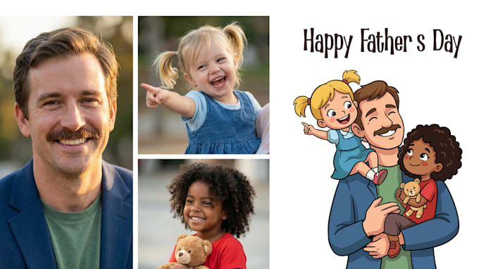 create amazing portrait  caricature fathers day card