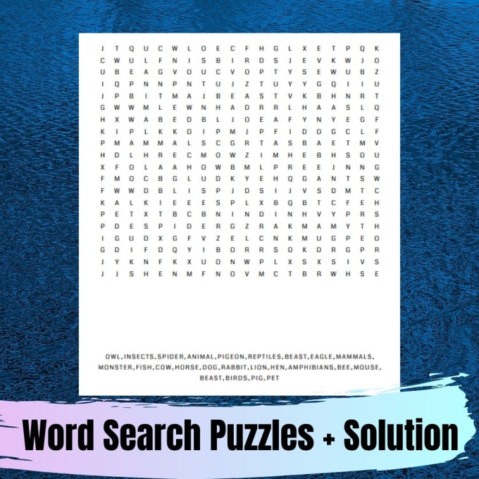 Custom word search puzzles with solution by Hissosafi | Fiverr