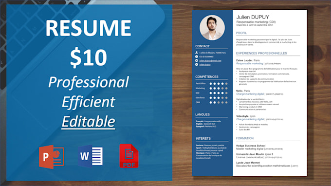 Provide You With An Editable Resume Template By Victorhaag