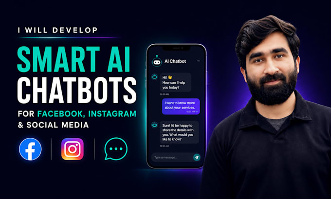 develop smart ai chatbots for facebook, instagram and social media platforms