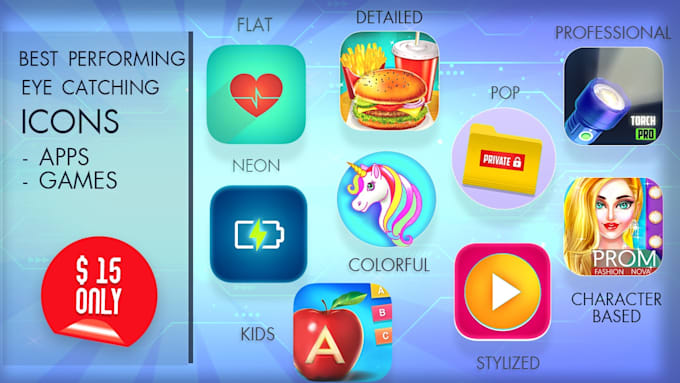 Make eye catching best performing app game icon by Ashar_ahmad | Fiverr