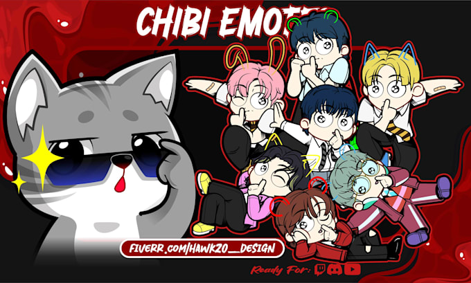 create custom cute chibi twitch emotes or sub badges