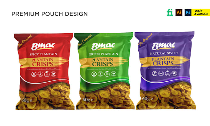 do premium food pouch design, label design, box design, and product packaging