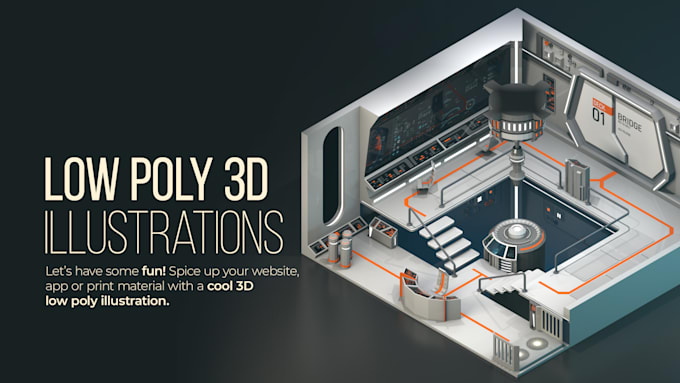 create low poly 3d illustrations