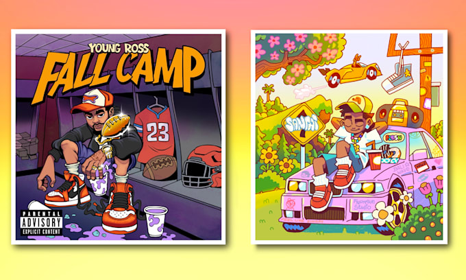create cartoon hip hop single or album cover
