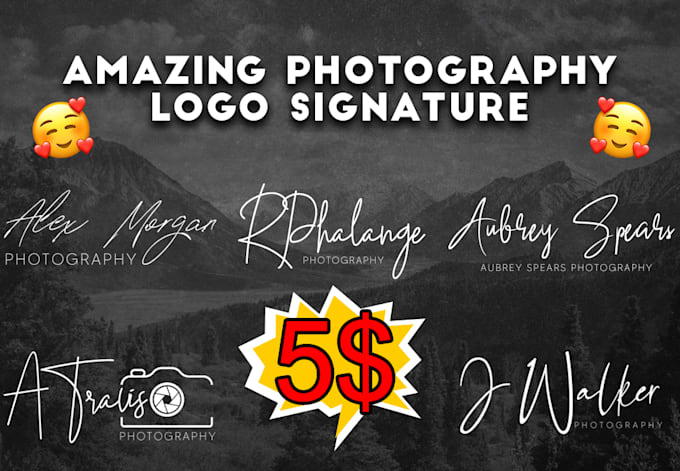 design a beautiful signature logo for photo watermark