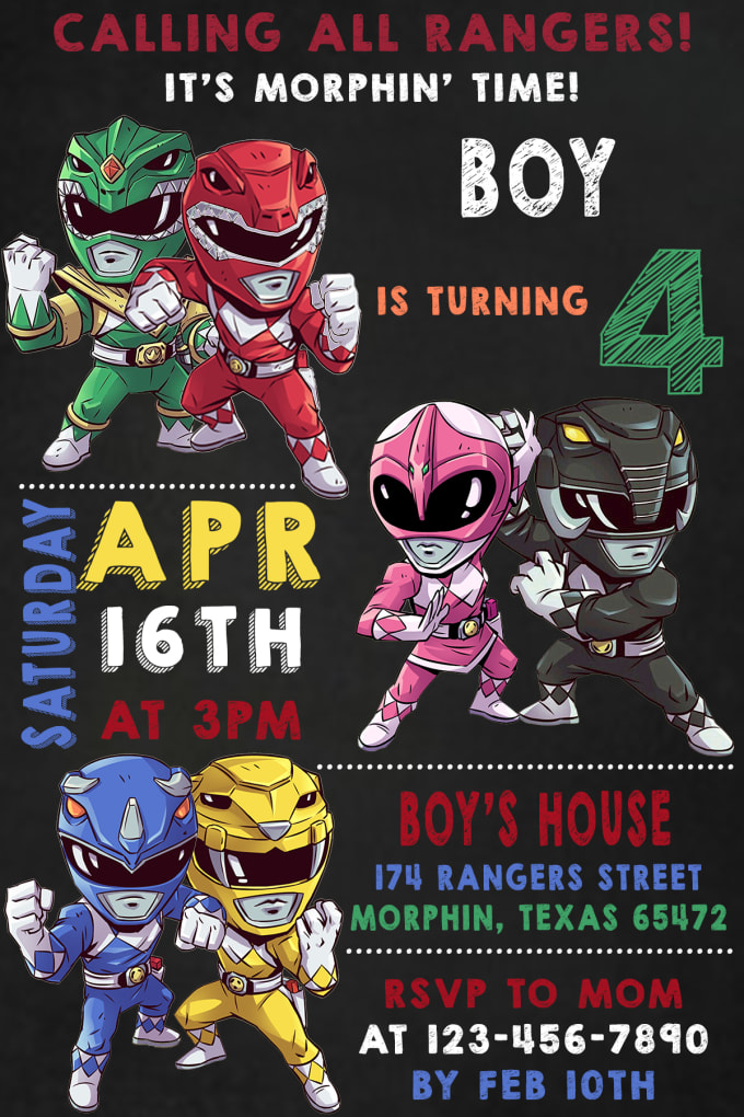 Design A Power Rangers Birthday Invitation By Drewshofia