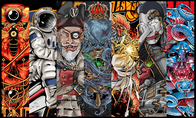 draw t shirt design illustration highly detailed artwork