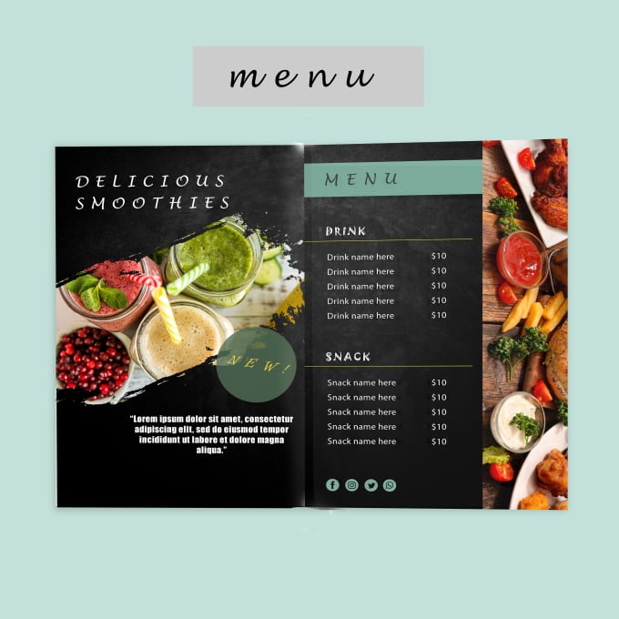 Design a custom restaurant menu within 1day 2020 by Juliettadesign | Fiverr