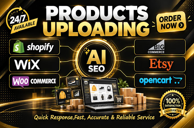 upload products to shopify, woocommerce, wix, etsy with ai SEO optimized listing